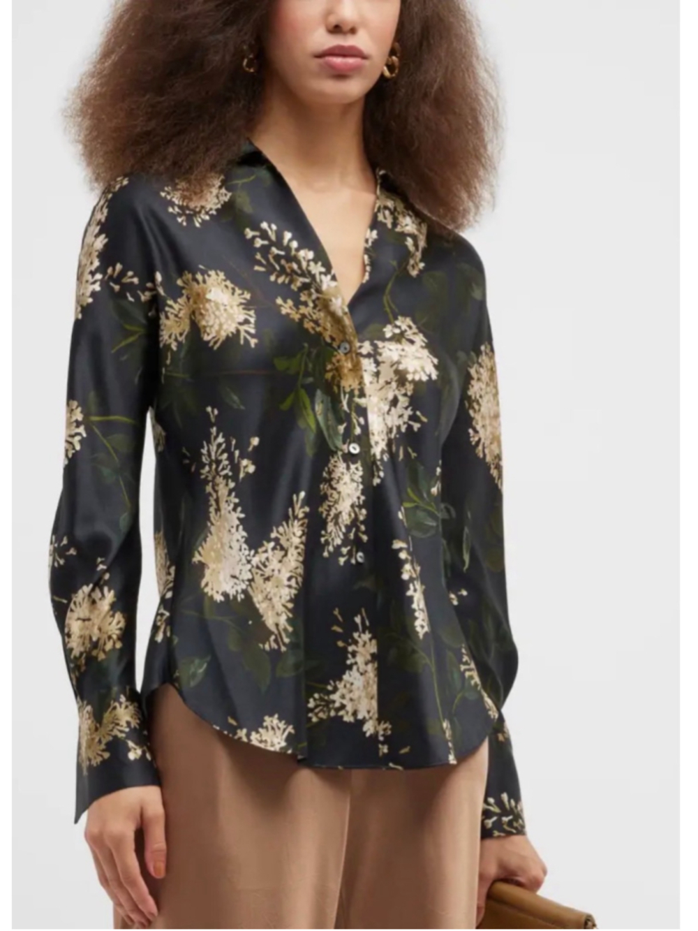 Vince Silk Camilla Luxury Floral Blouse Top Large